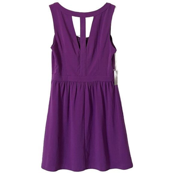 🌺 Forever 21 Cutout Fit & Flare Strappy Purple Mini Dress NWT Size M - Picture 5 of 11